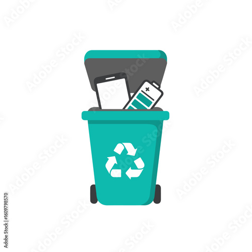 E-Waste Recycling Bin Icon vector