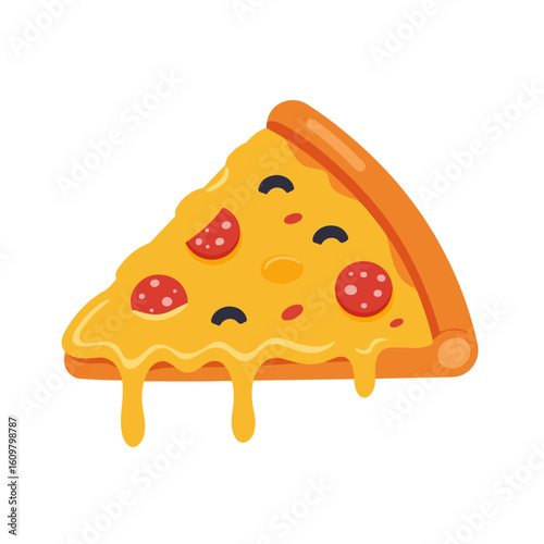 Flat Pizza Slice vector – Food Vector