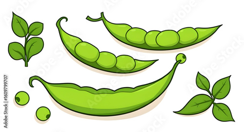 green peas with leaves