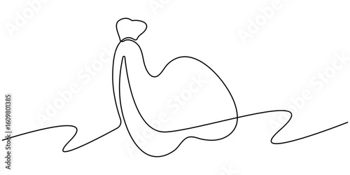 Chicken hindquarter one line continuous drawing. Fresh chicken meat continuous one line illustration. Vector minimalist linear illustration, Fried Chicken Single Line Icon, One Continuous Line Drawing