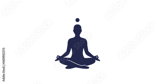 Serene Silhouette of a Meditating Person in Lotus Pose, Promoting Mindfulness and Inner Peace