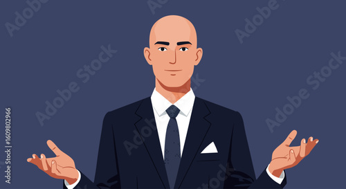 Confident Executive Gesturing A Modern Illustration of Leadership and Open Communication
