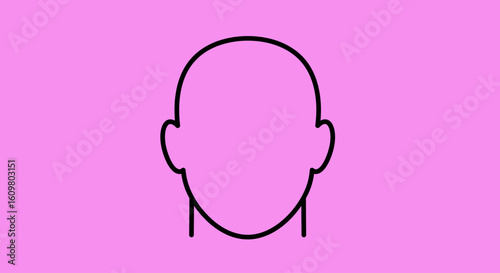 Blank face icon showing a simple head outline. A vector style graphic on a pink background, representing anonymity or a user placeholder.