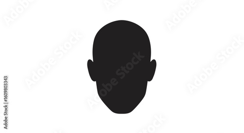 Black head shape silhouette vector graphic, anonymous user profile placeholder icon for web and print.