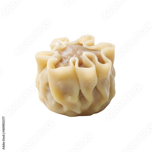 Single delicious shumai on black background