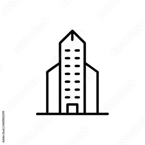 Outline a tall apartment building with windows entrance highrise skyscraper