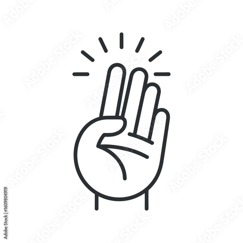 Three Fingers Pointing Up Icon Hand Gesture Symbol for Counting Enumeration and Emphasis in Digital Communication