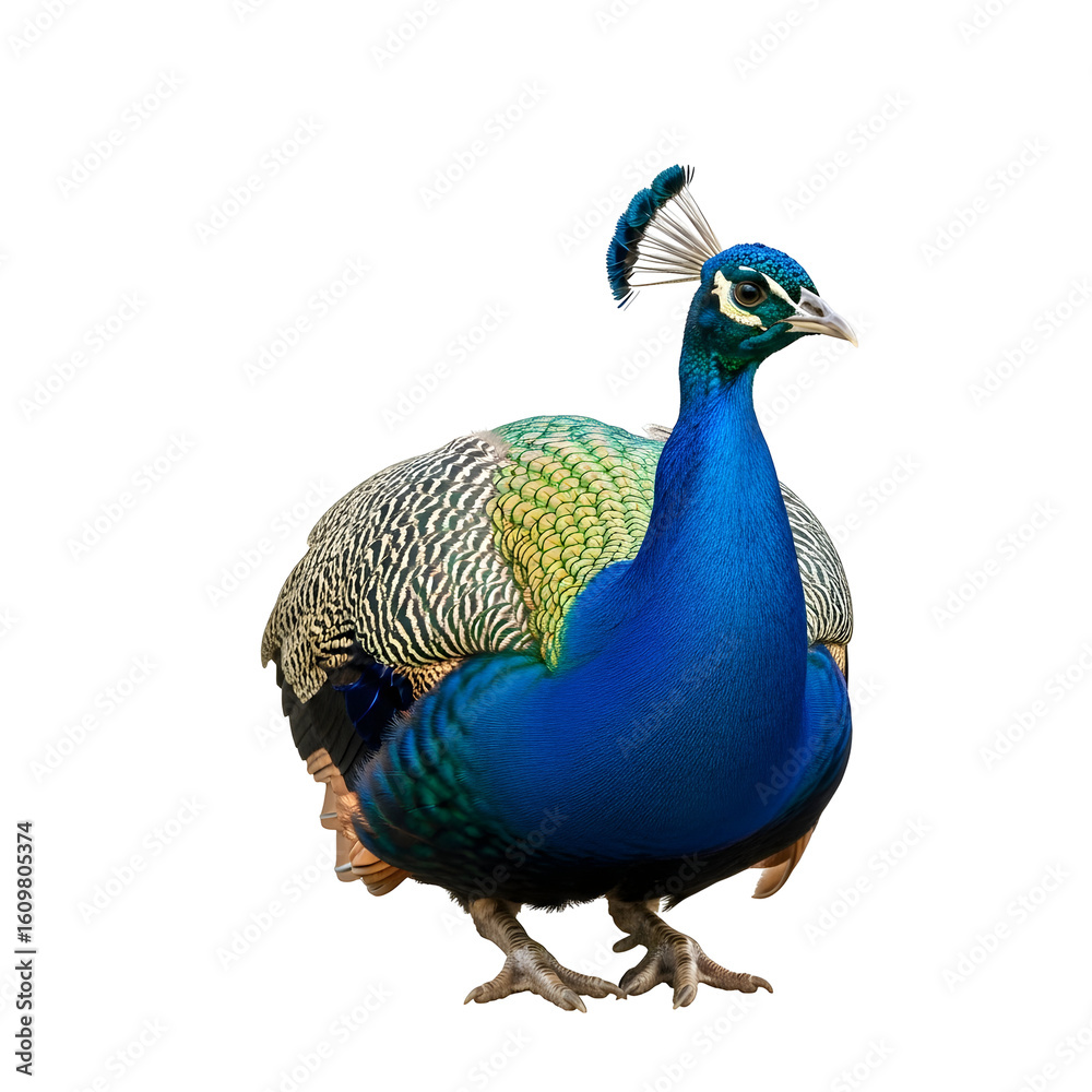 Obraz premium Elegant peacock portrait on a black background