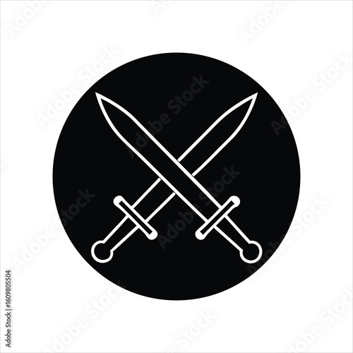 Battle Blades in Round Shield Vector Art