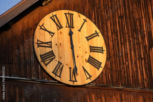 Wallpaper Mural Rustic Wooden Clock Bathed in Warm Sunset Light Torontodigital.ca