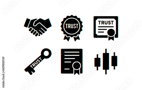 isolated backgond tst handshake icon tst seal stamp tst authenticity certificate tst encryption key tst bond certificate tst candlestick symbol