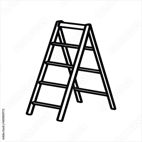 Simple Foldable Ladder Isolated Vector Drawing