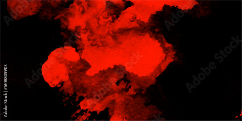 Abstract Watercolor red grunge background painting. Abstract black and red fantasy watercolor background abstract fire flame grunge texture background. Red steam on a black background fire flame grung