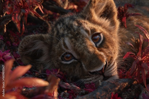 Herb garden nurtures tiny lion, cures emotional strain. Purring cats soothe nerves and bring tranquility.