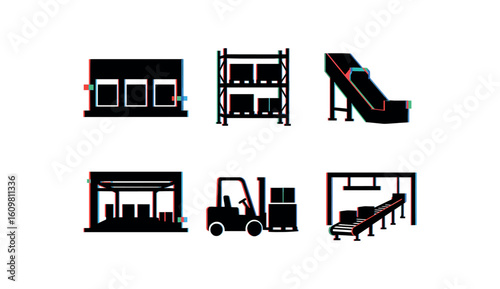 isolated backgond distribution center dock doors distribution center pallet racking distribution center sorting chute distribution center dock area distribution center forklift lane
