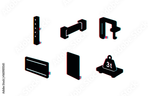 isolated backgond shelf system upright post shelf system beam connector shelf system bracket clamp shelf system label holder shelf system divider panel shelf system sensor