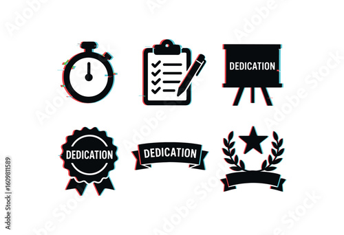 isolated backgond dedication focus timer dedication habit tracker dedication goal board dedication certification seal dedication anniversary ribbon dedication achievement