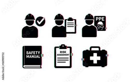 isolated backgond safety r check safety r incident log safety r PPE station safety r safety manual safety r risk assessment form safety r first aid kit