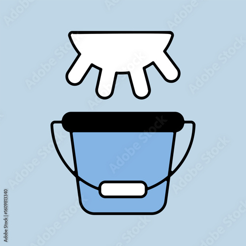 Cow udder and buckets. Fresh milk vector icon