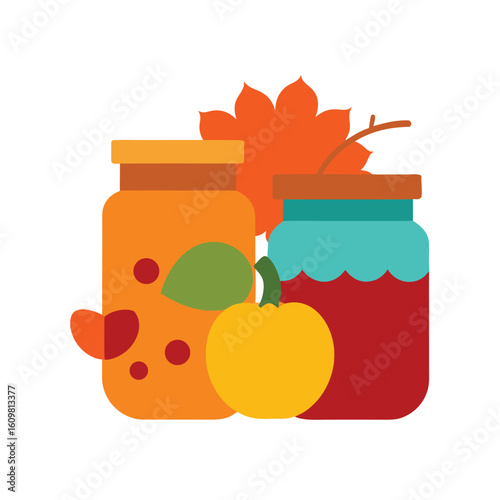 autumn jam jars and kitchen ingredients clipart