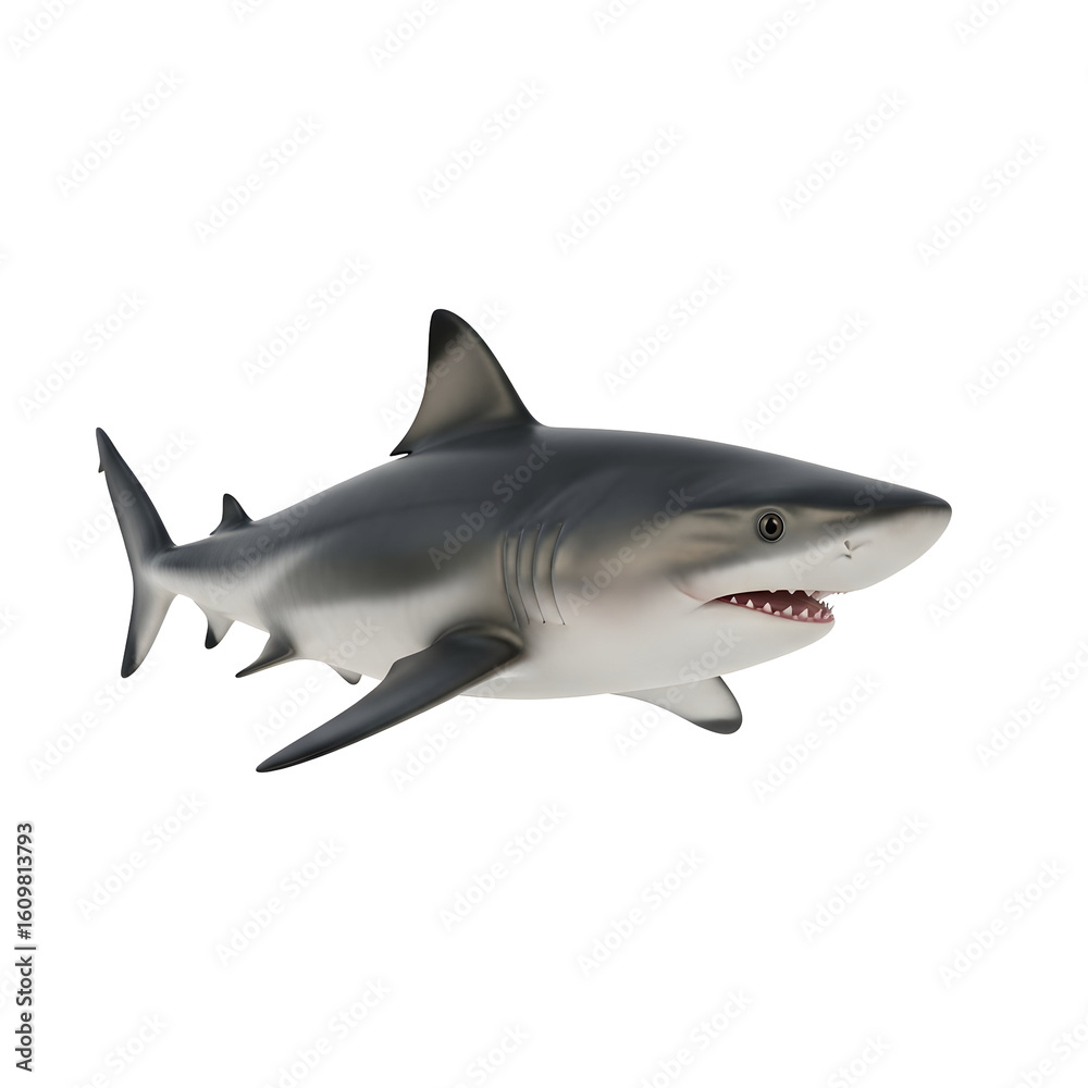 Fototapeta premium Great white shark on a black background