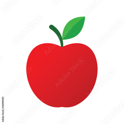 single red apple with leaf