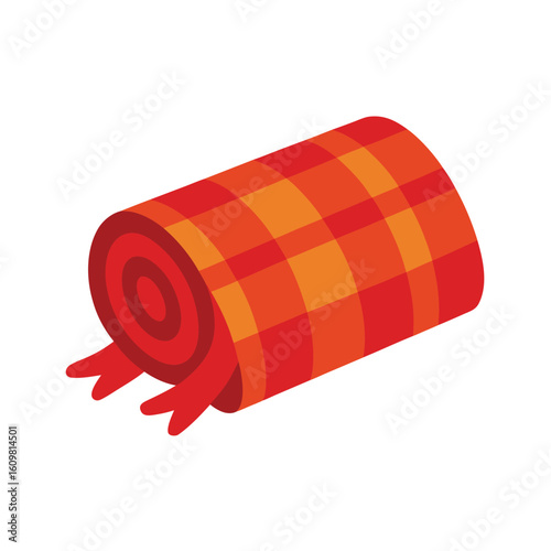 plaid picnic blanket rolled up