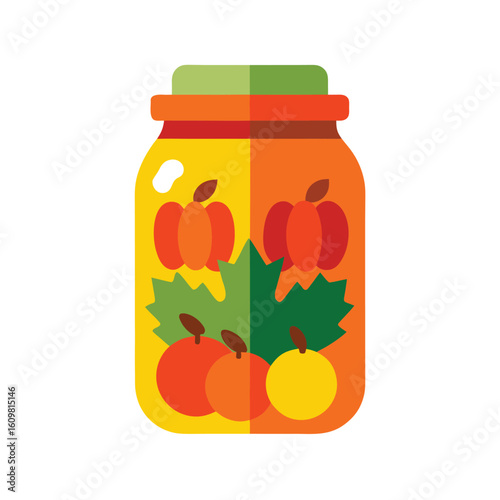 jar with pickled vegetables in autumn colors