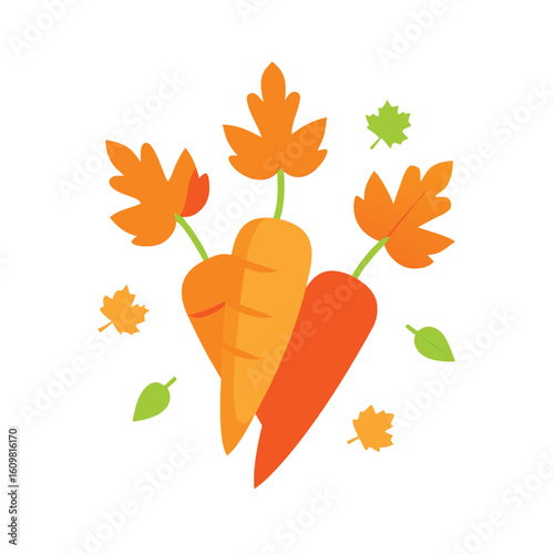 bunch of carrots with fall leaves