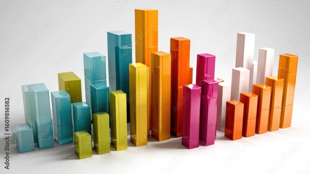 Obraz premium Colorful 3 d bar graph illustration