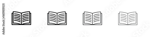 Book icon in modern stroke line style. Vector 10 eps