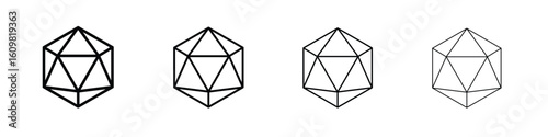 Dice d20 icon in modern stroke line style. Vector 10 eps