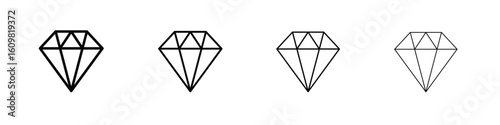 Diamond icon in modern stroke line style. Vector 10 eps