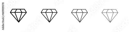 Diamond icon in modern stroke line style. Vector 10 eps