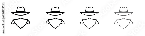 Cowboy icon in modern stroke line style. Vector 10 eps
