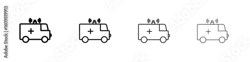 Ambulance icon in modern stroke line style. Vector 10 eps