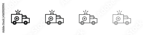 Ambulance icon in modern stroke line style. Vector 10 eps