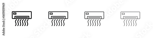 Air conditioner icon in modern stroke line style. Vector 10 eps