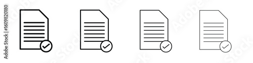 Document accept icon in modern stroke line style. Vector 10 eps