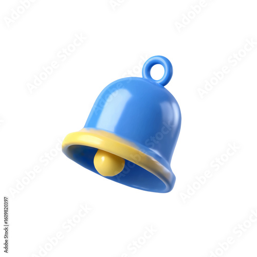 3D Blue and Yellow Notification Bell Icon on a Black Background