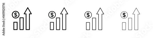 Chat arrow grow icon in modern stroke line style. Vector 10 eps