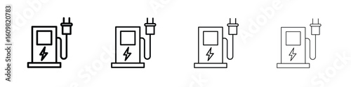Charging station icon in modern stroke line style. Vector 10 eps