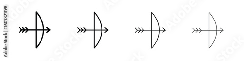Bow arrow icon in modern stroke line style. Vector 10 eps