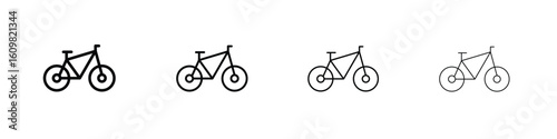 Biking mountain icon in modern stroke line style. Vector 10 eps