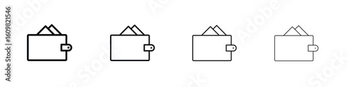 Wallet icon in modern stroke line style. Vector 10 eps