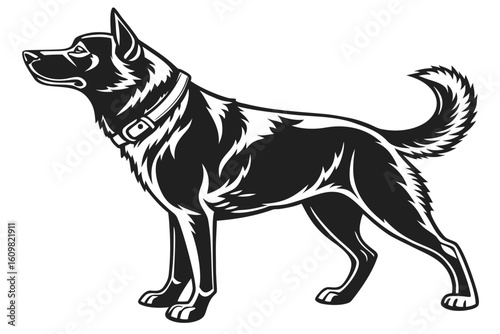 charlie dog sihouette black vector