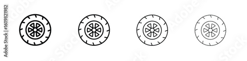 Tire icon in modern stroke line style. Vector 10 eps