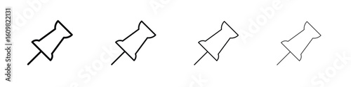 Thumbtack icon in modern stroke line style. Vector 10 eps