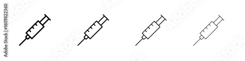 Syringe icon in modern stroke line style. Vector 10 eps