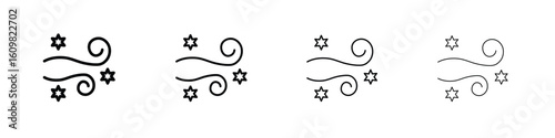 Snow blowing icon in modern stroke line style. Vector 10 eps